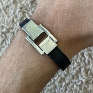 Saint Laurent Black Leather Bracelet